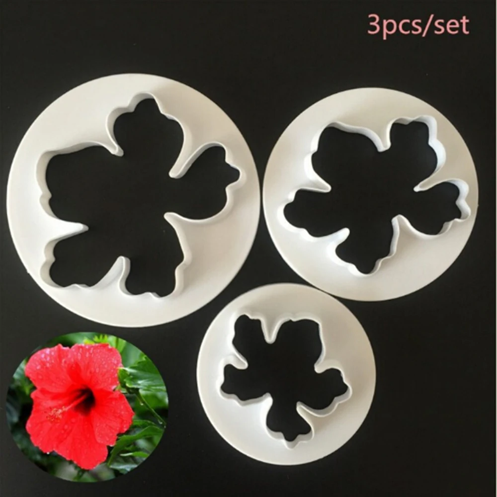 

3pcs/set Hawaiian Flower Cookies Cutter Mould Plunger Biscuit Icing Pastry Mold Cookie Cutting DIY bakeware tools