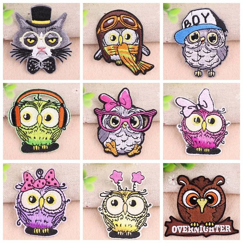 OWL FACE BIRD Embroidered Iron Sew On Cloth Patch Badge APPLIQUE