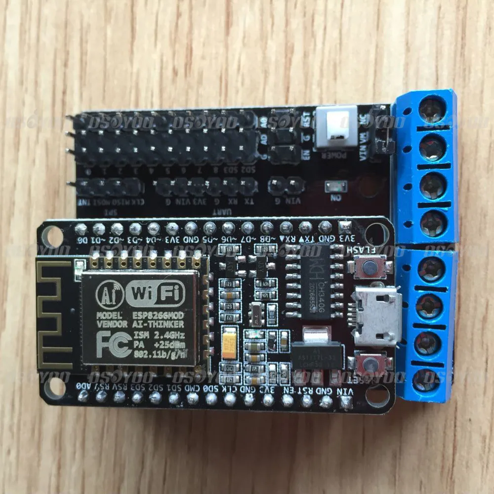 

NodeMCU LUA WiFi Internet of things ESP8266 Development Board with L293D Wifi Motor Drive Shield Module For Arduino
