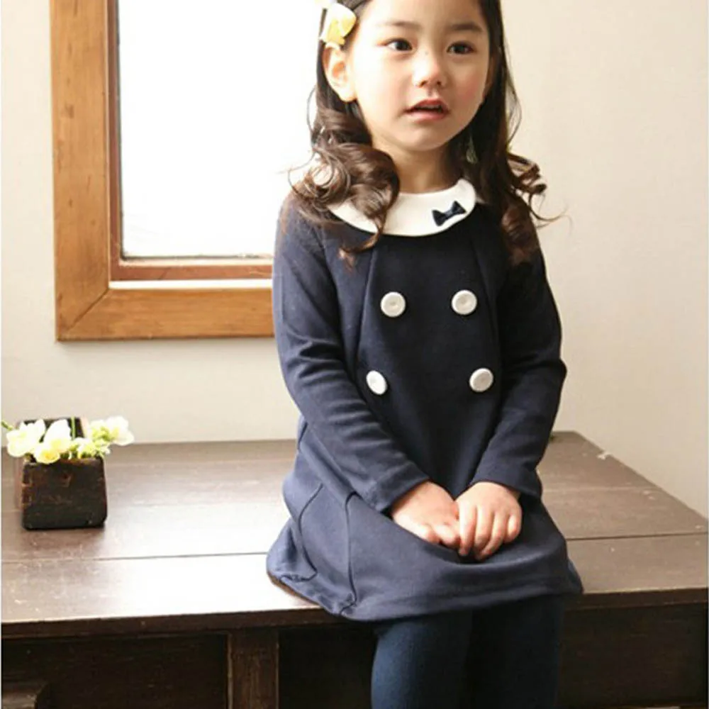 

Girls Kids Dress Long Sleeve Top Dress Baby Party one Piece Clothes  2-7 Y