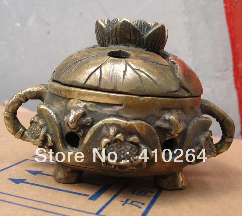 

[Nice Discount ] Lotus Smoked censer "DAMINGXUANDE" Bronze Statue