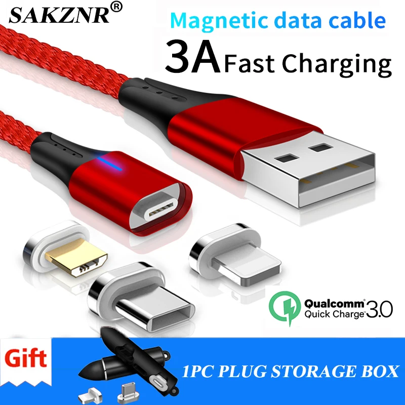 

3A Magnetic USB Charging Cable For iPhone Samsung Fast Charging Charger Micro USB Type C Cable Magnet Charger Mobile Phone Cable