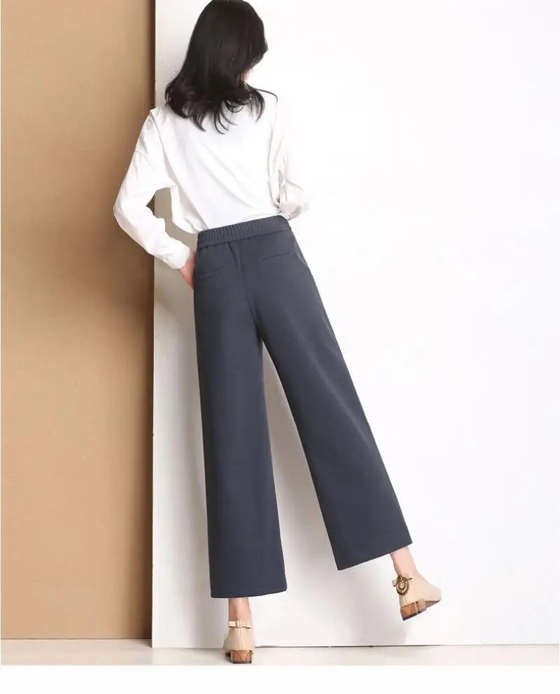 New 2 colors sexy high waist ninth pants bow elastic waist loose women's casual pants