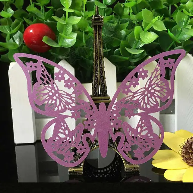 50 stücke Schmetterling laser cut karte laser cut pappbecher escort