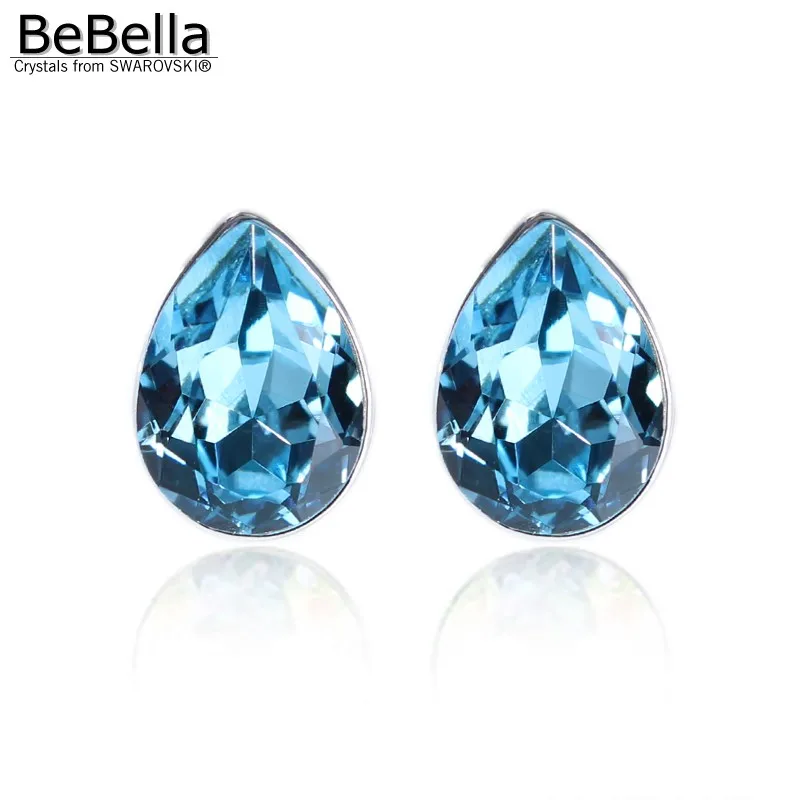 

BeBella small 0.8cm waterdrop stud earrings Crystals from Swarovski for women girls wife fashion jewelry Christmas gift 2018