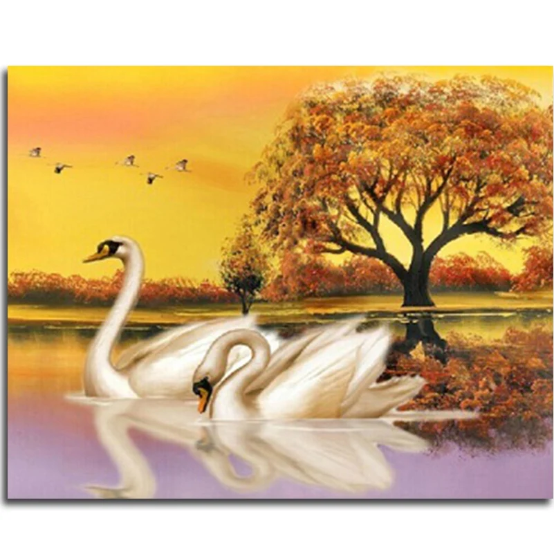 

Diamond embroidery Swan Sets For Embroidery Stitch Handcraft Diamond Mosaic Painting Rhinestones Cross Stitch Diy Kit Home Decor