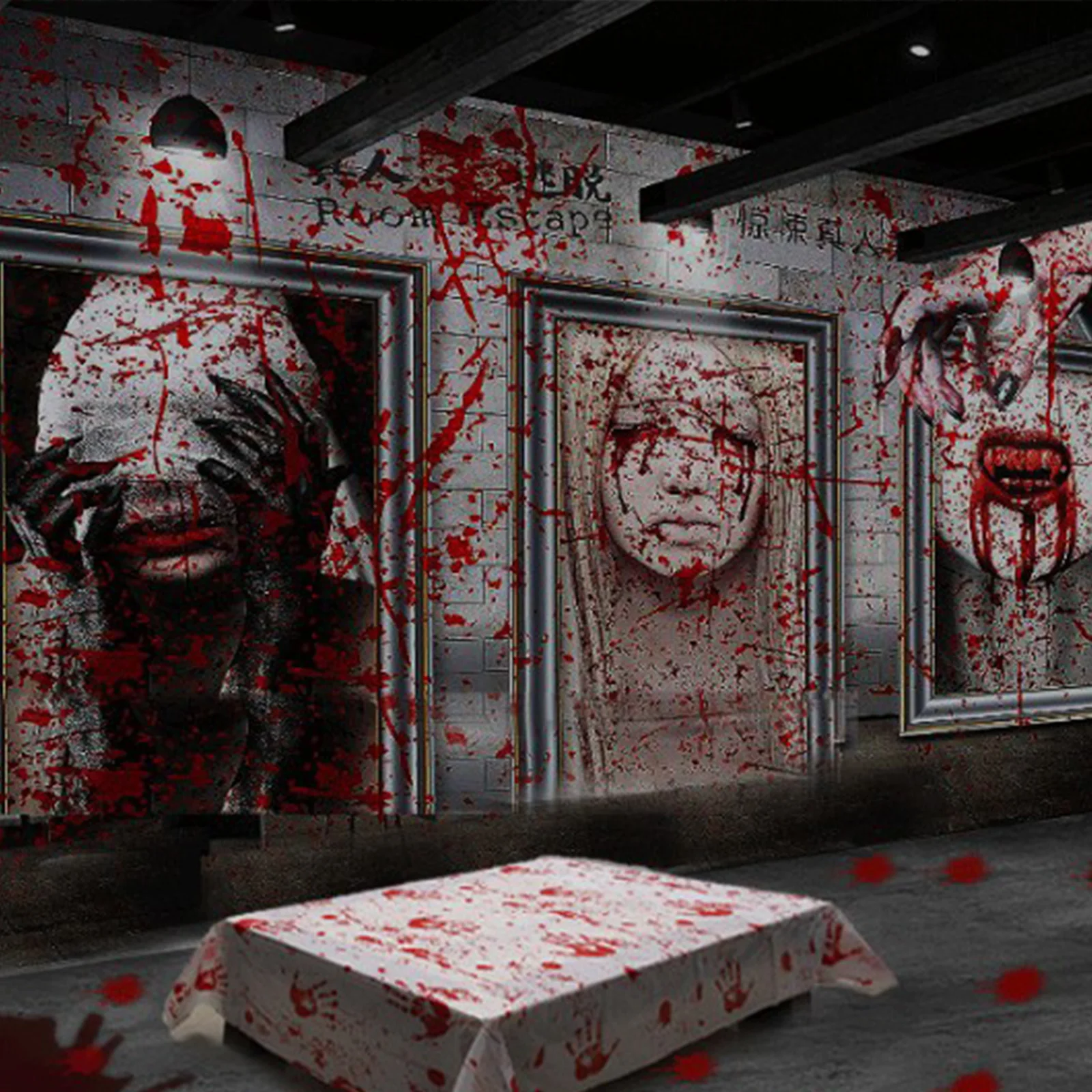 

Scary Horror Blood Handprint Tablecloth Apron Table Decoration For Halloween Festival Party Haunted House Trick or Treat Toys