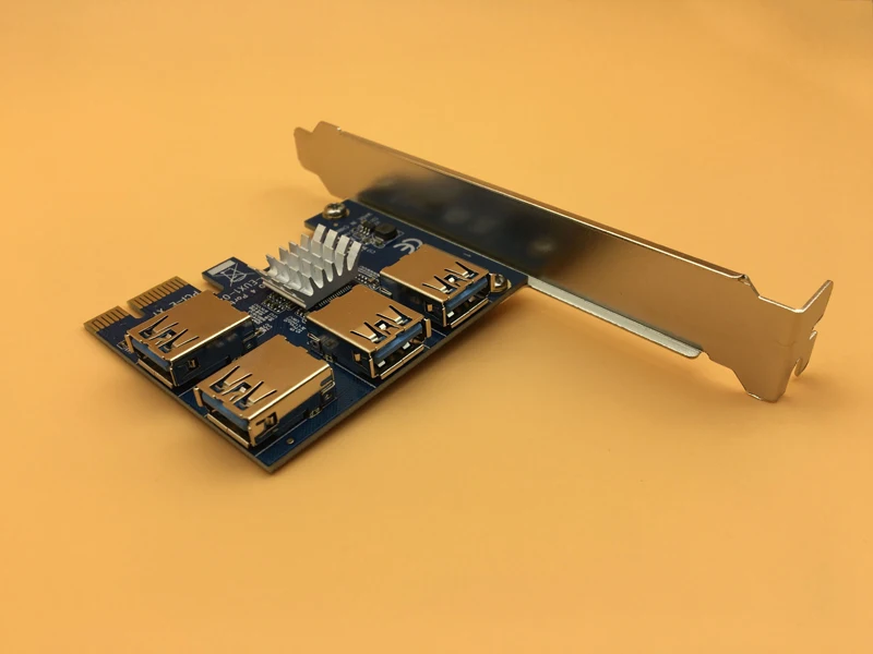 PCIe 1 до 4 PCIe 16X Riser Card PCI-E 1X до 4 USB 3,0 PCI-E Riser адаптер Порт мультипликатор карта для BTC Bitcoin Miner Майнинг