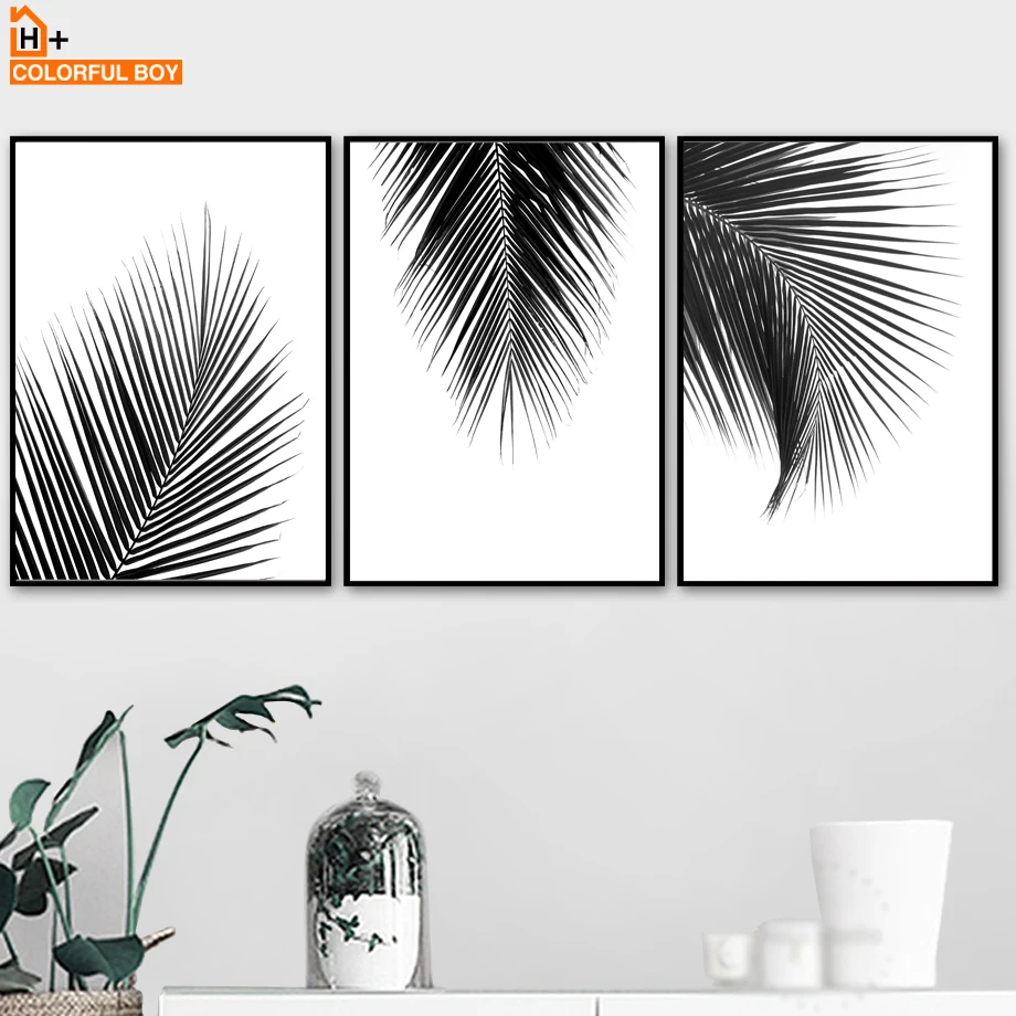 Black Palm Tree Leaves Wall Art Canvas Painting Nordic Posters And