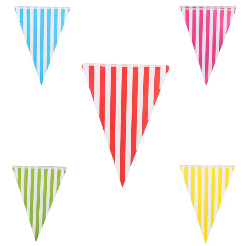 Vertical Stripes Paper Banners Pulling Flag Hanging Flags Multi Colors For Wedding Birthday Party Celebration Accessories Decor