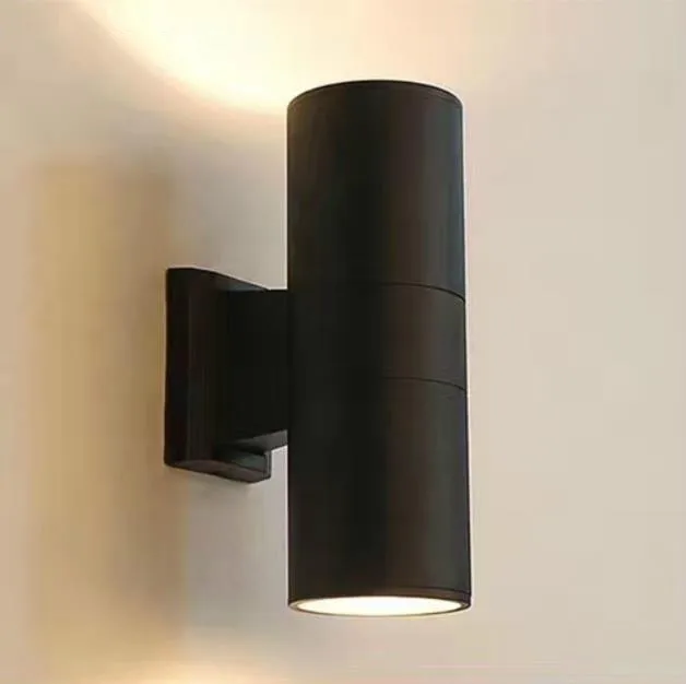 Алюминиевая трубка круглая настенная лампа черный серый вверх вниз открытый настенный светильник 10 Вт крыльцо сад Водонепроницаемый наружное освещение - Испускаемый цвет: Black