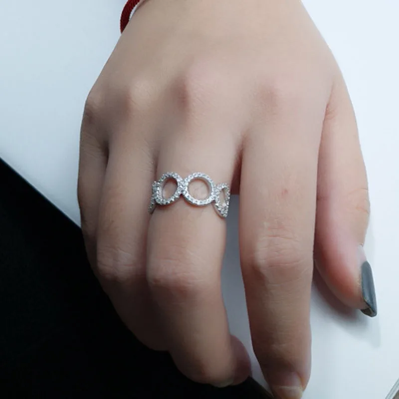 

Red Trees Fine Jewelry Round Circle Shape 925 Sterling Silver Ring Band For Women Birthday Gift Adjustable Size Box Package