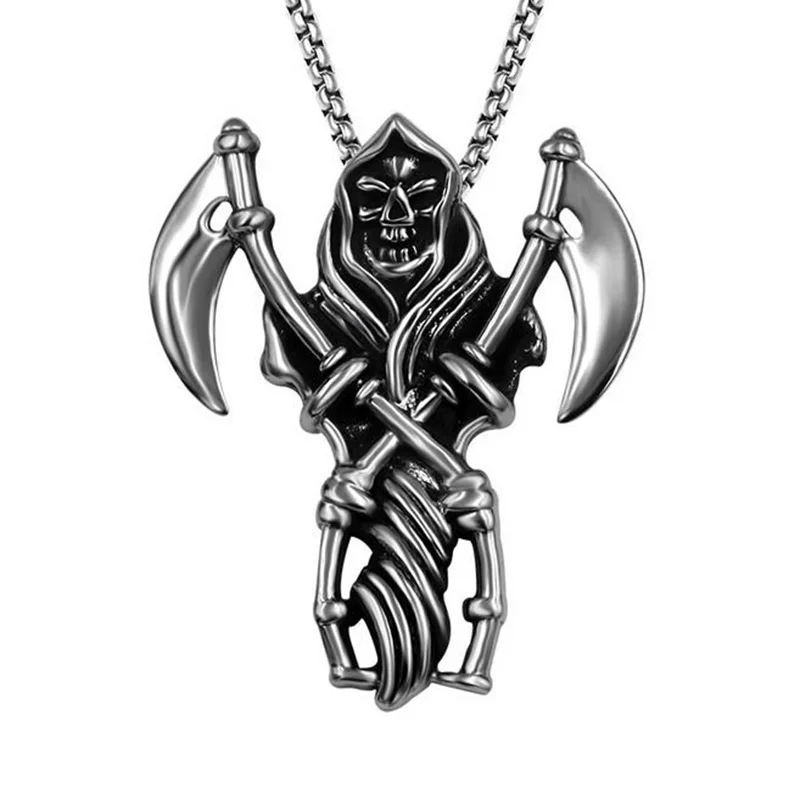 Кулон из титановой стали God Of Death Золотое серповидное ожерелье готический панк