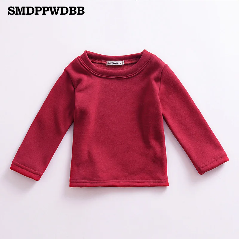 SMDPPWDBB/Новая зимняя футболка с круглым вырезом и длинными рукавами для маленьких мальчиков и девочек джемпер хлопковая Детская футболка с длинными рукавами