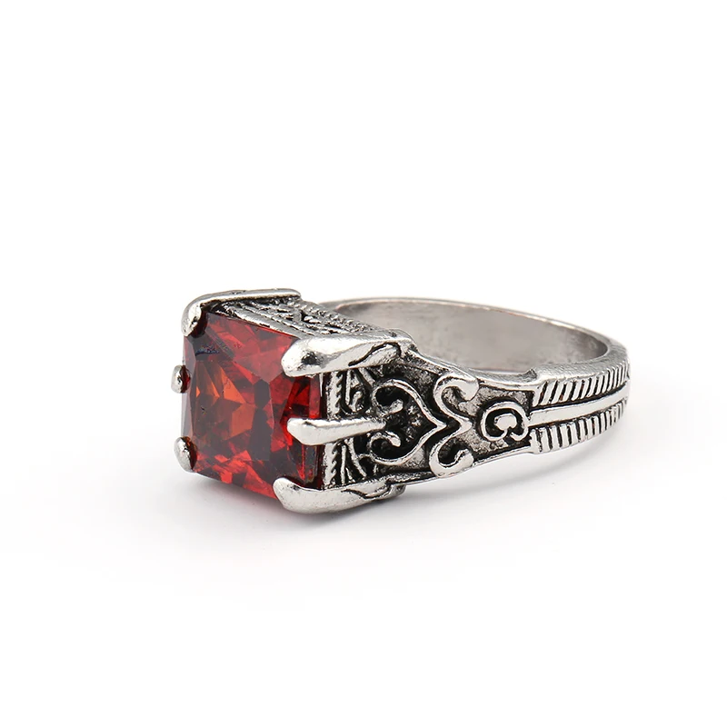 Красное большое каменное кольцо для мужчин из цинкового сплава Мужская классическая коготь дракона панк ювелирные изделия Винтажное кольцо с красным кристаллом