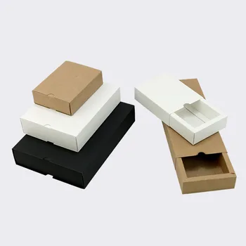 

12pcs/lot New Drawer Shaped White Kraft Paper Gift Box Small/Large Brown Craft Packaging Boxes For Soap/Jewelry/Candy Customize