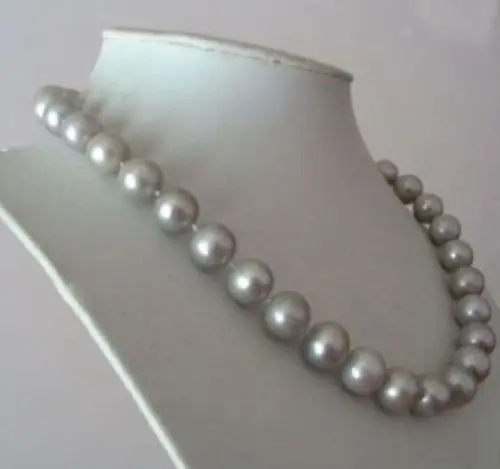 

Free shipping@@@@@ VERY CHARMING SOUTH SEA GRAY NATURAL PEARL NECKLACE 10-11MM 18" GOLD CLASP