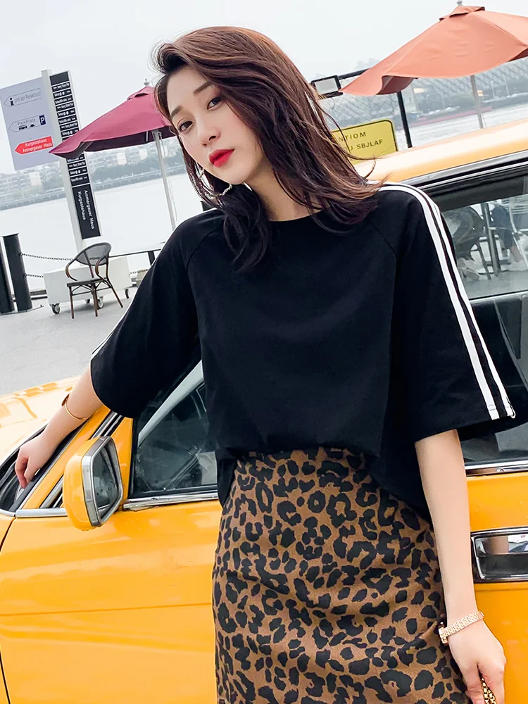 

Oukytha casual tshirt women summer 2019 oversize tee tops all match half sleeve women's shirts T-shirt women's cotton GMZ19112