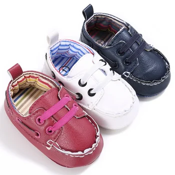 

2017 Fashion Classic Leisure Infant Toddler Baby Boy Kid Prewalker PU Leather Shoes Crib Babe Soft Soled ShoesH3