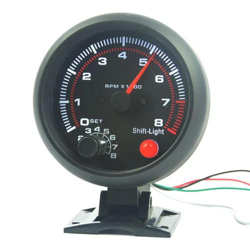 3 75 inch Car Black shell White blacklight Tachometer gauge RPM car 0 8000 rpm For