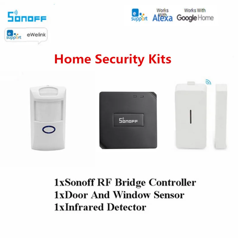 

Sonoff RF Bridge 433/PIR2 PIR Sensor+DW1 Door &Window Alarm Sensor Smart Home Automation Work With Alexa Google Home Ewelink APP