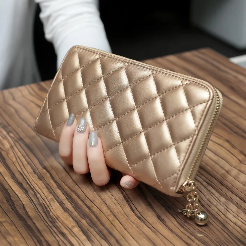 

Women Long Wallet Luxury Zipper Wristlet Long Plaid Large Capacity Multi-Card Holder Wallet Handbag