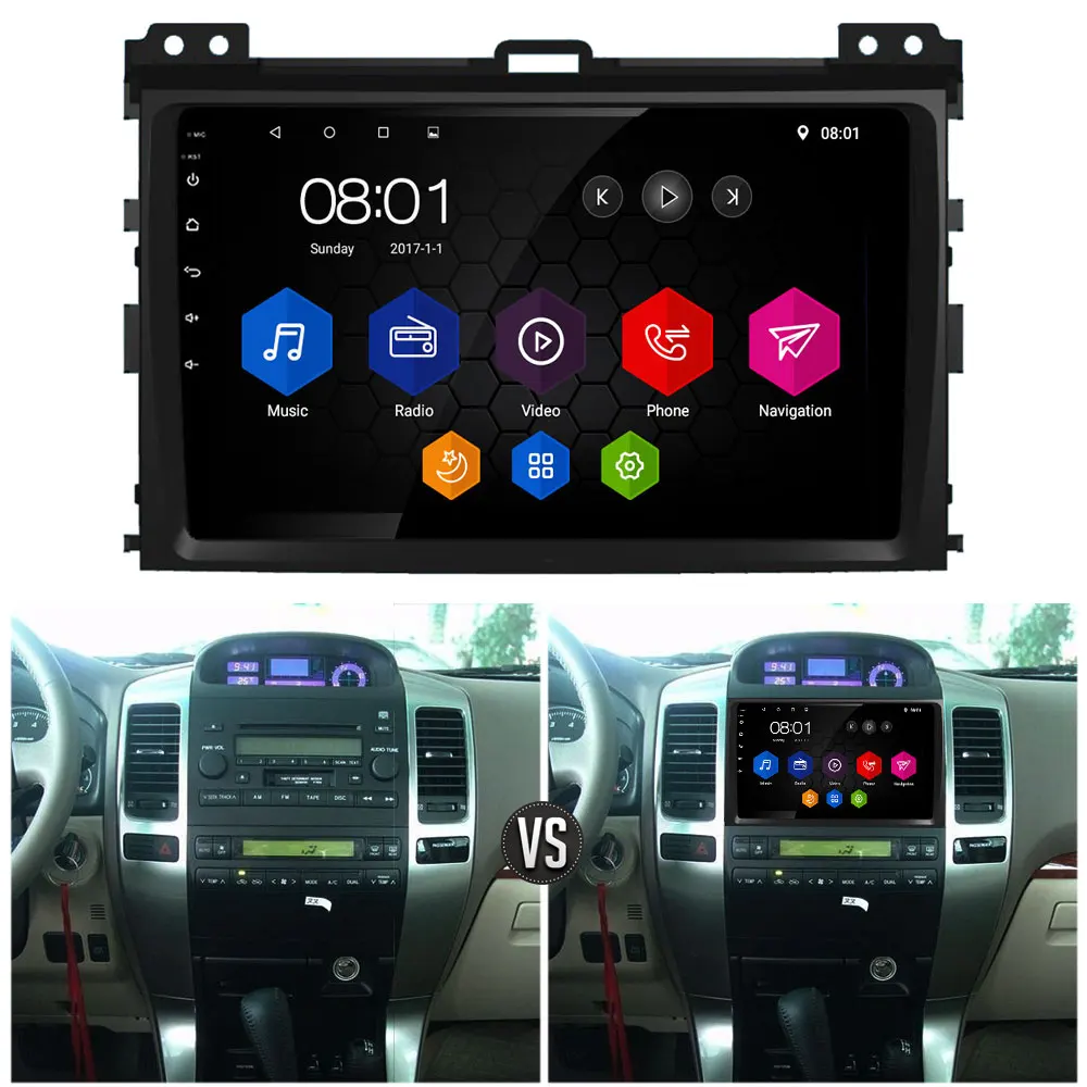 Flash Deal IPS 4G DSP Carplay Android 8 Octa Core 4GB RAM 64GB ROM Car DVD Player Stereo GPS For Toyota Land Cruiser Prado LC120 2004-2010 0