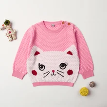 Осень, розовые вязаные пуловеры для малышей, Свитера для малышей, трикотажные топы с длинными рукавами для новорожденных, повседневная верхняя одежда, детские комбинезоны на возраст от 0 до 24 месяцев