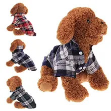 В клетку в полоску любимчика Майка щенок Рубашка с рисунком «Собаки» Жилеты Хлопок кошка сетка костюмы Собака летняя одежда куртка пальто Рубашка с рисунком «Собаки»