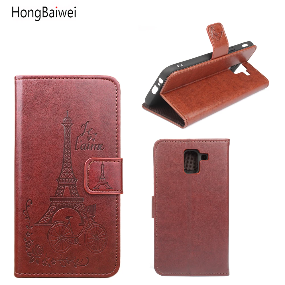 

Embossing Leather Case For Samsung J4 2018 Case Left Right Flip Case Shell For Samsung J6 2018 Cover Phone Cases Funda Bags