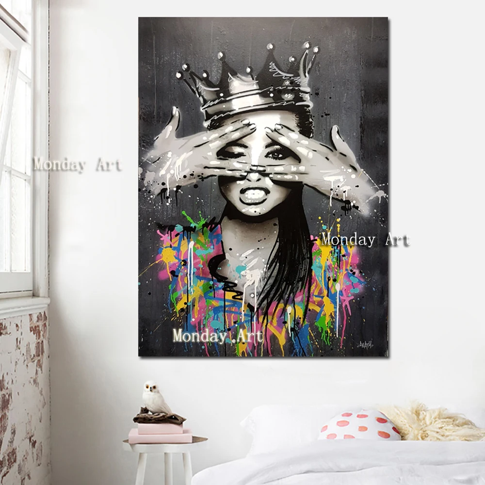 

New Graffiti Girl Canvas Painting 100% handmade Sexy Girl Paintings home Decorative Pictures For Living Room Wall Art paintings