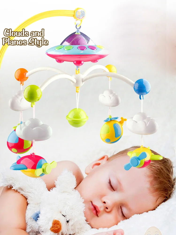 Кроватки мобильного музыкального кровать колокол детские игрушки 0-12 месяцев плоскости погремушки проекции мультфильм красочные раннего