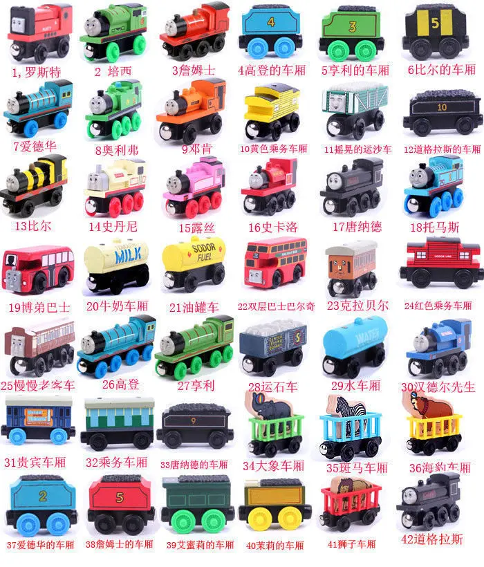 Candice guo wooden model toy wood THOMAS friends locomotive DIY magnetic train birthday gift christmas present