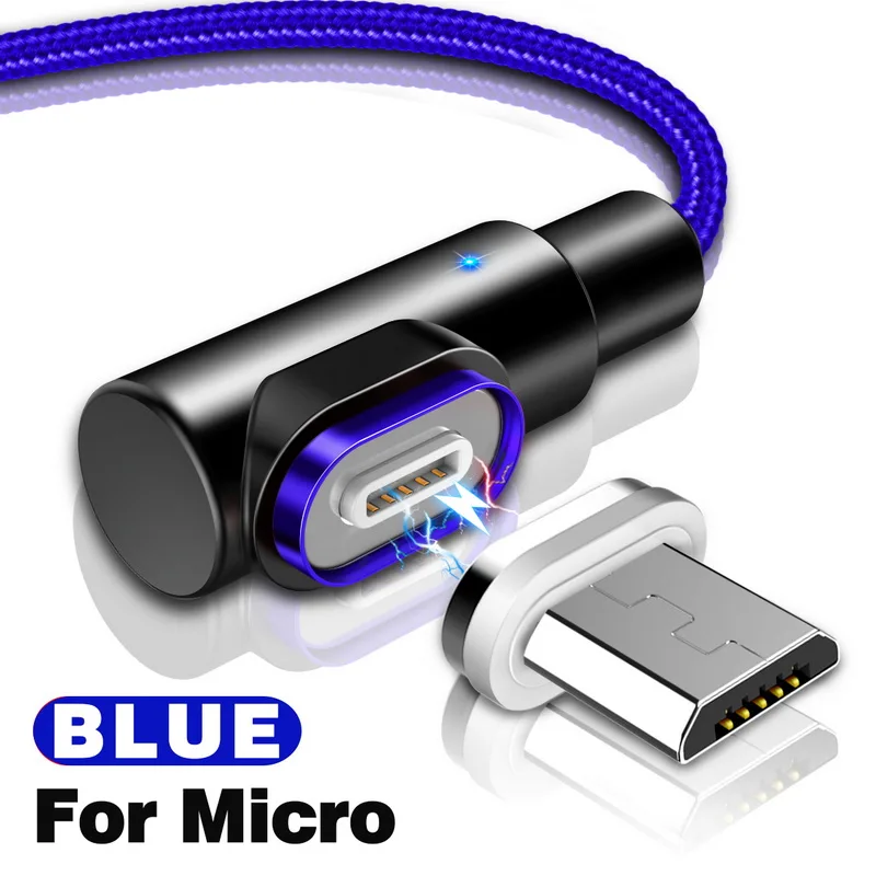 For Micro Blue GETIHU 2.4A Быстрый Магнитный кабель для iPhone XS X XR 7 Micro USB быстрое зарядное устройство Тип C магнит Android шнур телефонный кабель для samsung - Цвет: For Micro Blue