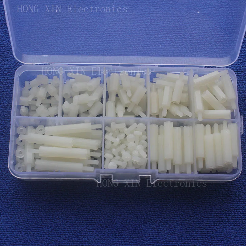 310Pcs M2.5 White Male-Female Spacers PCB Threaded Screws nuts Bolt Assortment kit set Fastener Hardware Hex Column Standoff