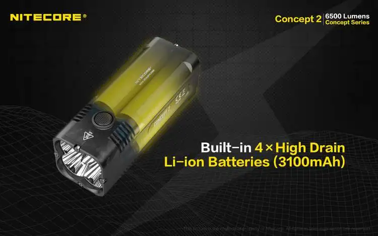 Прожектор Nitecore C2 6500 люменов концепция 2 перезаряжаемый фонарик 4x CREE XHP35 HD светодиодный супер яркий Встроенный аккумулятор