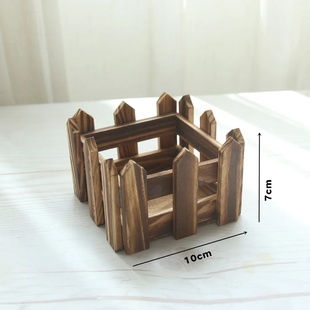 Деревенский стиль деревянный забор коричневый забор деревянный цветок симпатичная ваза горшки для цветов имитация дома PQW0625