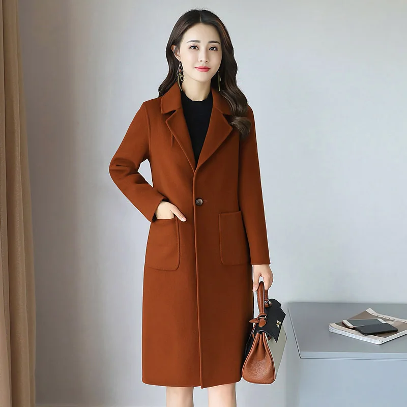2018 Hot Sale Woman Wool Coat High Quality Winter Jacket Women Slim Woolen Long Cashmere Coats Cardigan Jackets Elegant Blend