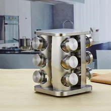 Горячая Распродажа вращающаяся банка для приправ коробка для приправ из нержавеющей стали солевой горшок стеклянная банка для приправ кухонные принадлежности коробка для приправ сезон