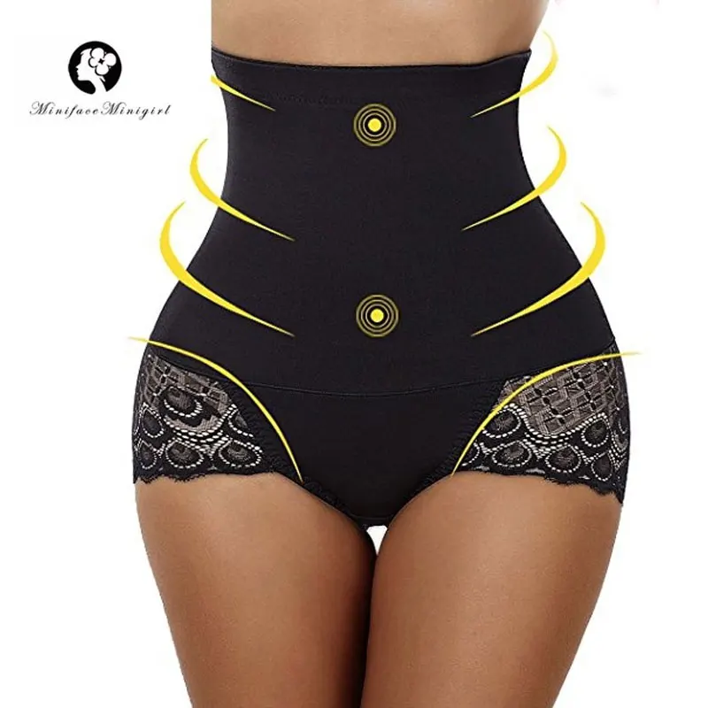 

Minifaceminigirl Women Body Shaper High Waist Butt Lifter Tummy Control Lace Slim Waist Trainer Plus Size Panty Shapewear Shorts