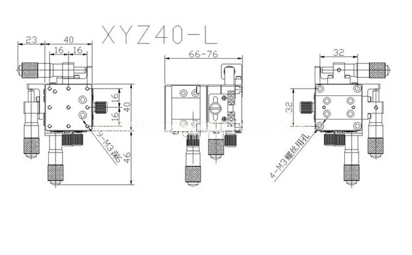 Осевая станция для обрезки оси Z, линейная платформа для ручного перемещения, раздвижной стол V-Guide, XYZ40-L 40*40 мм, 19,2n(2KGF