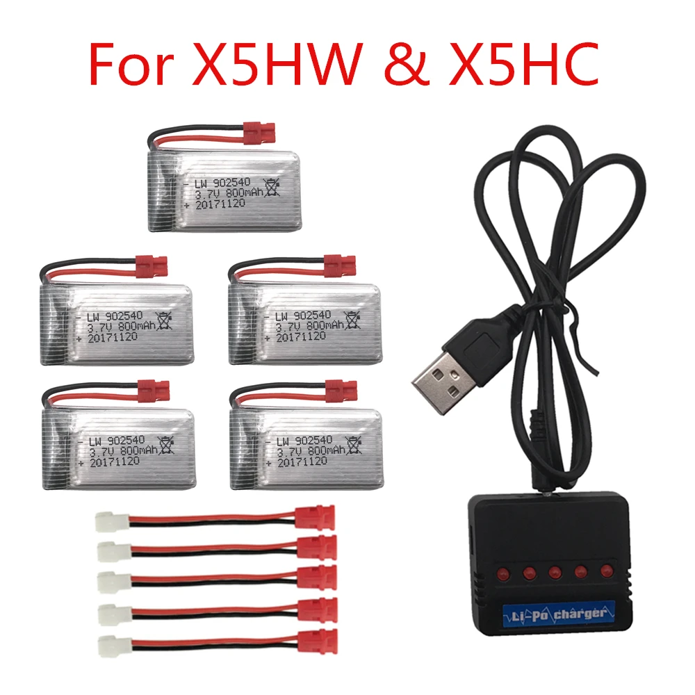 Limskey 800mAh 3,7 V LiPo батарея+ USB зарядное устройство для SYMA X5C X5 X5SW X5HW X5HC RC Дрон Квадрокоптер запасные части батареи