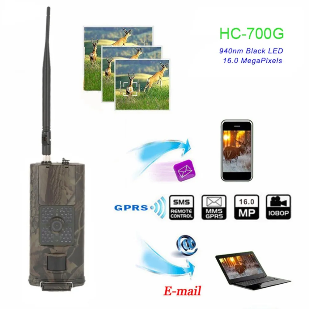 

HC - 700G Hunting Camera 3G SMS GSM 16MP 1080P Infrared Night Vision Trail Camera Wildlife Animal Scouting Device 120 degree
