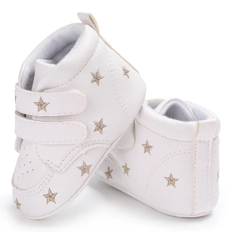 Высокие кроссовки для новорожденных мальчиков и девочек со звездами; детская повседневная обувь; обувь для младенцев