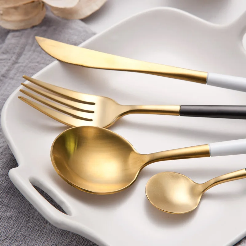 Западный стиль золотой набор посуды из нержавеющей стали набор столовых приборов 4 шт. черный нож набор вилок столовые приборы золотые серебряные столовые приборы