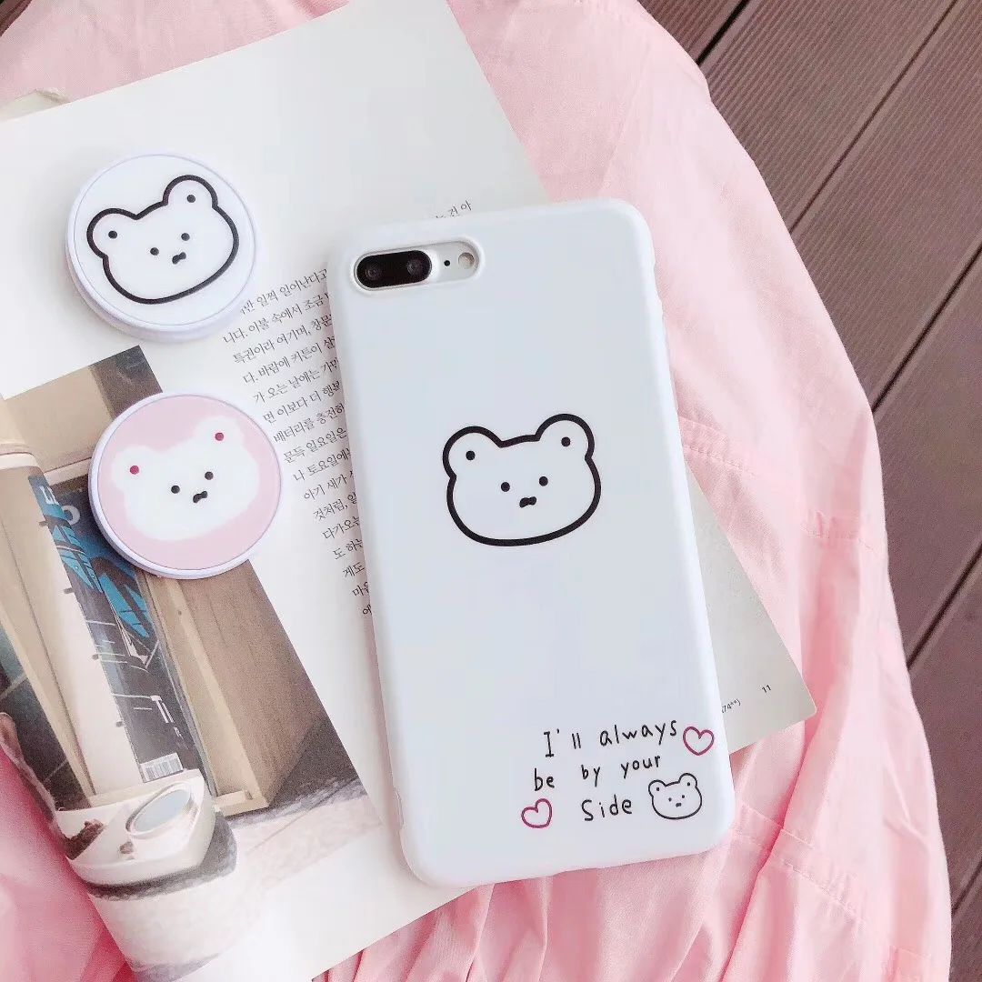 INS Корейский простой мультяшный медведь чехол для телефона iphone Xs MAX XR X 6 6s 7 8 plus