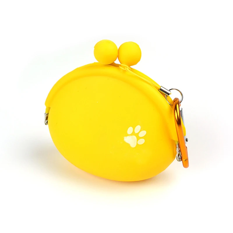 Милая сумка для собак, переносная силиконовая дорожная миска, сумка для хранения продуктов, для тренировок, закуска, награда, поясная сумка, кормушка для кошек и собак - Цвет: Цвет: желтый