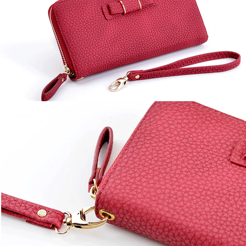 Женский Длинный кошелек на молнии с милым бантом 2017|card coin holder|women long walletlong wallet |