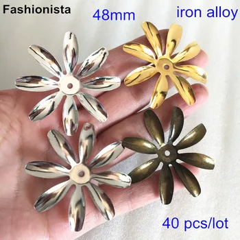 

40 Big Bead Caps 48mm Gold-color,Silver-color,Steel,Bronze,8 Petal Flower Bead Caps,DIY Crafts & Jewel Supplies - Free Shipping