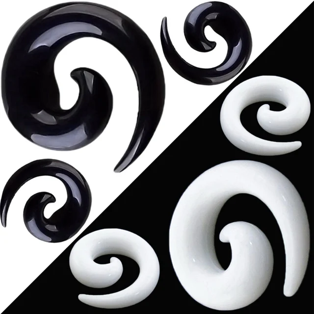 alisouy wholesale 10 pair cream black acrylic spiral ear gauges size 10 plugs